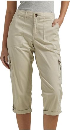 Generic Women Cropped Trousers Casual Cargo Pants Summer Capri Pants Relaxed-Fit 3/4 Length Trousers Outdoor Hiking Trousers with Multi Pockets Ladies Capri J
