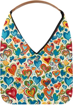 Generic Hearts Love Pattern Reusable Lightweight Grocery Bags - Foldable Into Compact Pouch, Washable & Sturdy, Multipurpose for Shopping and Travel