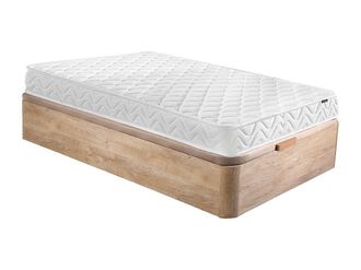 Vente-Unique Conjunto de canap&eacute; abatible de madera natural claro + colch&oacute;n viscoel&aacute;stico de 15 cm de grosor - PELOPS de Ysm&eacute;e