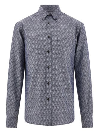 Ferragamo monogram button-down shirt - Blue