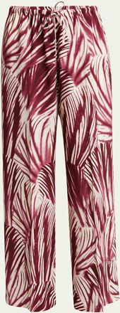 Dries Van Noten Puvis Printed Wide-Leg Drawstring Pants