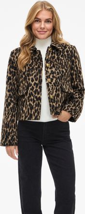 Vila Kurzjacke VILA VISIMBA L/S SHORT JACKET, Damen, Gr. 36, schwarz beauty print:leopard, Web, Obermaterial: 83% Polyester, 8% Viskose, 5% Wolle, 4% Polya