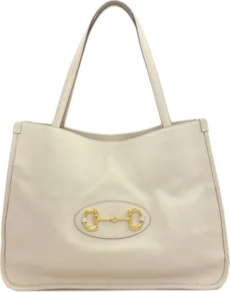 Gucci Cream Leather Tote Bag (Pre-Owned)