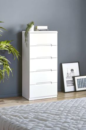 Julian Bowen Manhattan 5 Drawer Narrow Chest in White