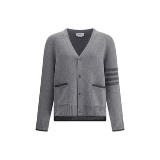Thom Browne Gray Merino Wool Mens Cardigan