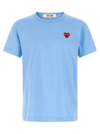 Comme Des Gar&ccedil;ons Light Blue Logo patch t-shirt