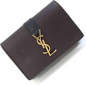 Saint Laurent Black Dark Brown Leather Wallet (Tri-Fold) (Pre-Owned)