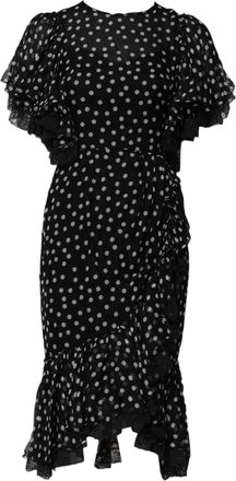 Dolce & Gabbana Womens Black White Lace Polka Dot Chiffon Dress And Silk Cotton Nylon