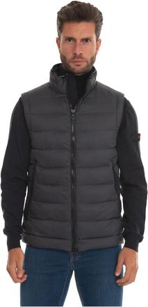 Peuterey Gewatteerde Gilet met Logo en Taille met Trekkoord - Heren - Bodywarmers - Grijs - S - Leer - Jassen