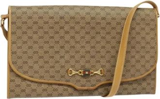 Gucci Pre-owned Leather gucci-bags - Dames - Vintage Schoudertas - Beige - ONE Size - Leer - Vintage