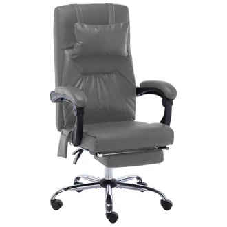 vidaXL Vidaxl - Silla De Oficina De Masaje De Cuero Sint&eacute;tico Gris Antracita