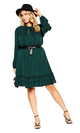 City Chic Womens Plus Size Dress Precious TIE, Jade, 20 UK
