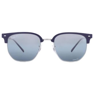 Ray-Ban Ray Ban New Clubmaster Polarized Blue Mirrored Irregular Unisex Sunglasses RB4416 6656G6 53