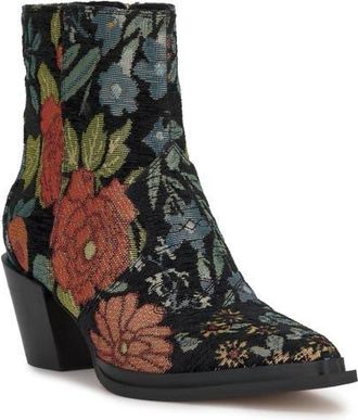 Jessica Simpson Helvona Pointed Toe Bootie in Black/Floral Multi at Nordstrom, Size 6.5
