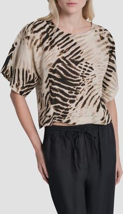 DKNY Pattern Boxy Linen Top in Brushed Sandbed at Nordstrom, Size X-Large