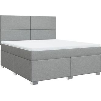 vidaXL Vidaxl - Cama Box Spring Con Colch&oacute;n Tela Gris Claro 180x200 Cm