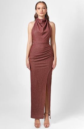 Bariano Allie High Neck Cowl Maxi in Mocha at Nordstrom, Size 10