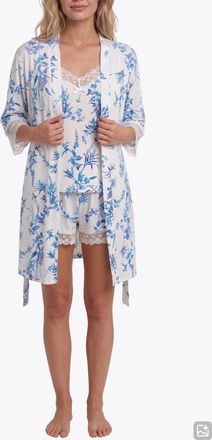 Flora Nikrooz Willa Short Pajamas & Robe Travel Set in Ivory at Nordstrom, Size X-Small