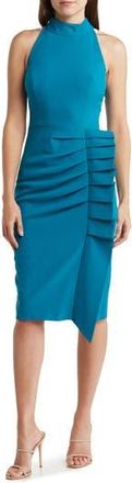 Eliza J Sleeveless Pleat Ruffle Sheath Dress in Jade at Nordstrom Rack, Size 10
