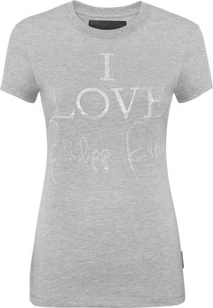 Philipp Plein T-Shirt Pure Round Neck SS - Dames - T-shirts - Grijs - M - Katoen - Tops