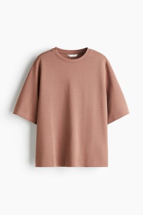 H&M Kastiges T-Shirt aus Interlock-Jersey - Mattbraun