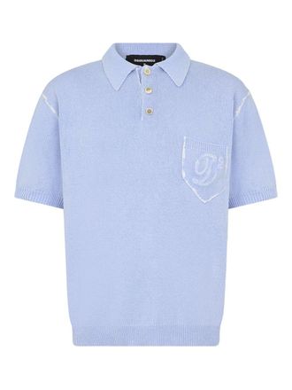 Dsquared2 Silk-Nylon Blend Polo Shirt with Ribbed Hem