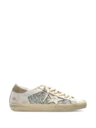 Golden Goose Super Star Glitter And Leather Upper Leather Star Suede Heel