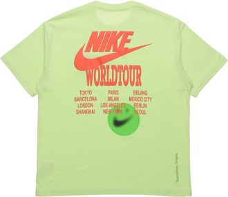 Nike Back Printing Embroidered Logo Sports Round Neck Short Sleeve Green DA0990-383