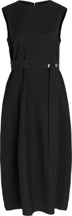 STUDIO NICHOLSON Belted Woven Midi Dress - Black - 12 (UK12 / M)