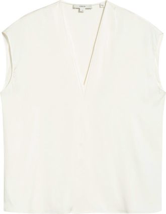 Vince V-Neck Cap Sleeve Top in Off White at Nordstrom, Size Xx-Small