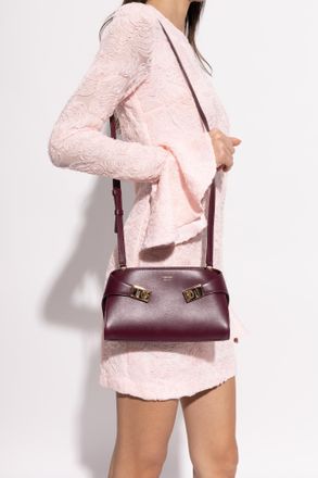 Ferragamo Leather Shoulder Bag, Womens, Purple