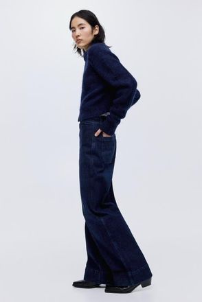 H&M Wide High Jeans in Dark Denim Blue at Nordstrom, Size 10