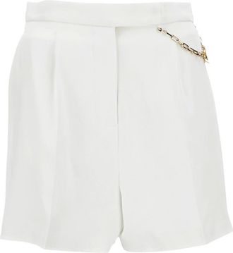 Elisabetta Franchi Short Shorts, female, White, S, Gabardine Shorts with Jewel Logo