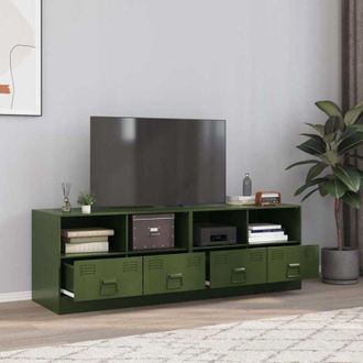 vidaXL Mobili tv 2 pz Verde Oliva 67x39x44 cm in Acciaio - Vidaxl