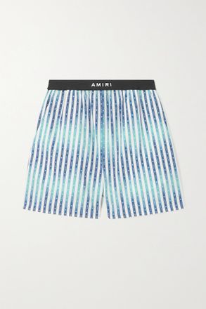 Amiri Shorts In Popeline Di Cotone A Righe - Blu