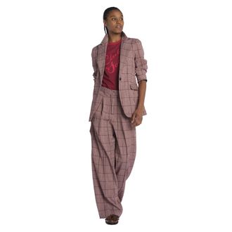 Scotch & Soda Rose High-Rise Wide-Leg Prince Of Wales Seersucker Pant - Dames - Wijde Broeken - Veelkleurig - W28 - Polyester - Broeken