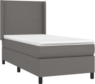 vidaXL Cama Box Spring Y Colch&oacute;n Led Cuero Sint&eacute;tico Gris 80x200 Cm Vidaxl