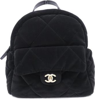 Chanel Black Velvet Nylon Backpack (Pre-Owned)