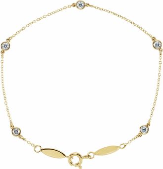 Diamond2Deal 14k Yellow Gold 1/3 CTW Lab-Grown Diamond Bezel-Set Station Bracelet 7