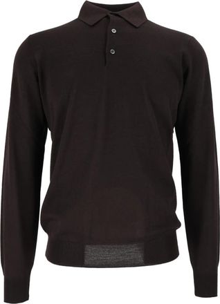 FILIPPO DE LAURENTIIS Polo ML - Heren - Ronde hals truien - Bruin - 2XL - Wol - Truien & Vesten