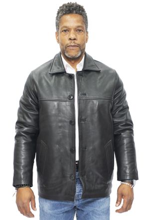 Infinity Leather Mens Cowhide Box Jacket-Mendoza - Black - Size X-Small