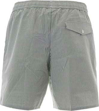 Lacoste Mens Swim Shorts White-Green Cotton White/green