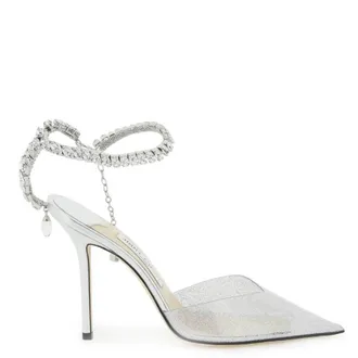 Jimmy Choo London Saeda 100 Glitter Plexi Pumps, Brand Size 40 ( US Size 10 )