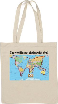 Generic A world is a cat funny meme Natural Cotton Tote Bag White