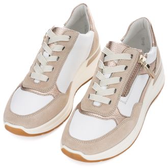 Ara Keilsneaker ARA GARDA, Damen, Gr. 3,5 (36,5), beige (hellbeige, wei&szlig;), Glattleder, Veloursleder, kontrastfarbene Details, Schuhe Keilsneaker, Plateaus