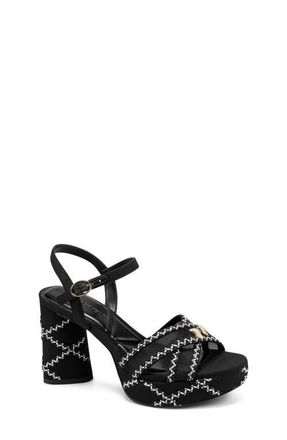 Karl Lagerfeld Hickory Stitch Platform Sandal in Black at Nordstrom, Size 8.5