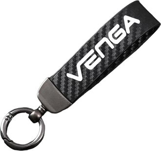 Generic Carbon Fiber Leather Car Keychain for fit KIA VENGA, Keyring 360°Rotatable Swivel Anti-Lost D-Ring,Black-12.5cm