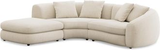 Castlery Fable Single Arm Sectional Sofa Left Facing Customized, Performance Linen Weave, Cream, Spill Resistant, Ultra Deep Seats for Castlery Sofas