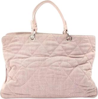 Chanel Borsa Tote Pre-owned Coco Mark in Tela e Pelle - - Pre-owned - Donna - Rosa - ONE SIZE