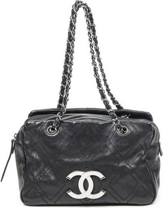 Chanel Pre-owned Womens Small Diamond Stitch Tote Shoulder Bag - Black - One Size